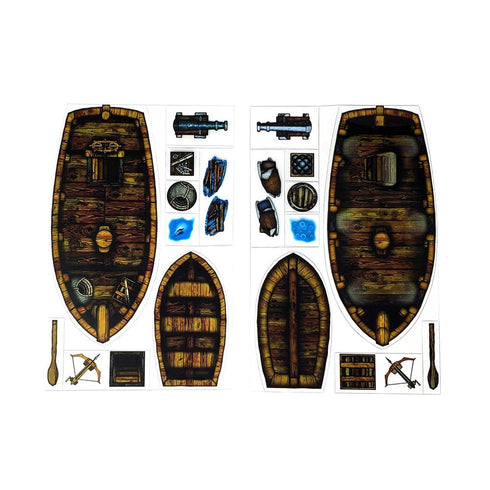 Arcknight Flat Plastic Miniatures - Boats - Roleplaying Objects 2.0 - 30 Pieces